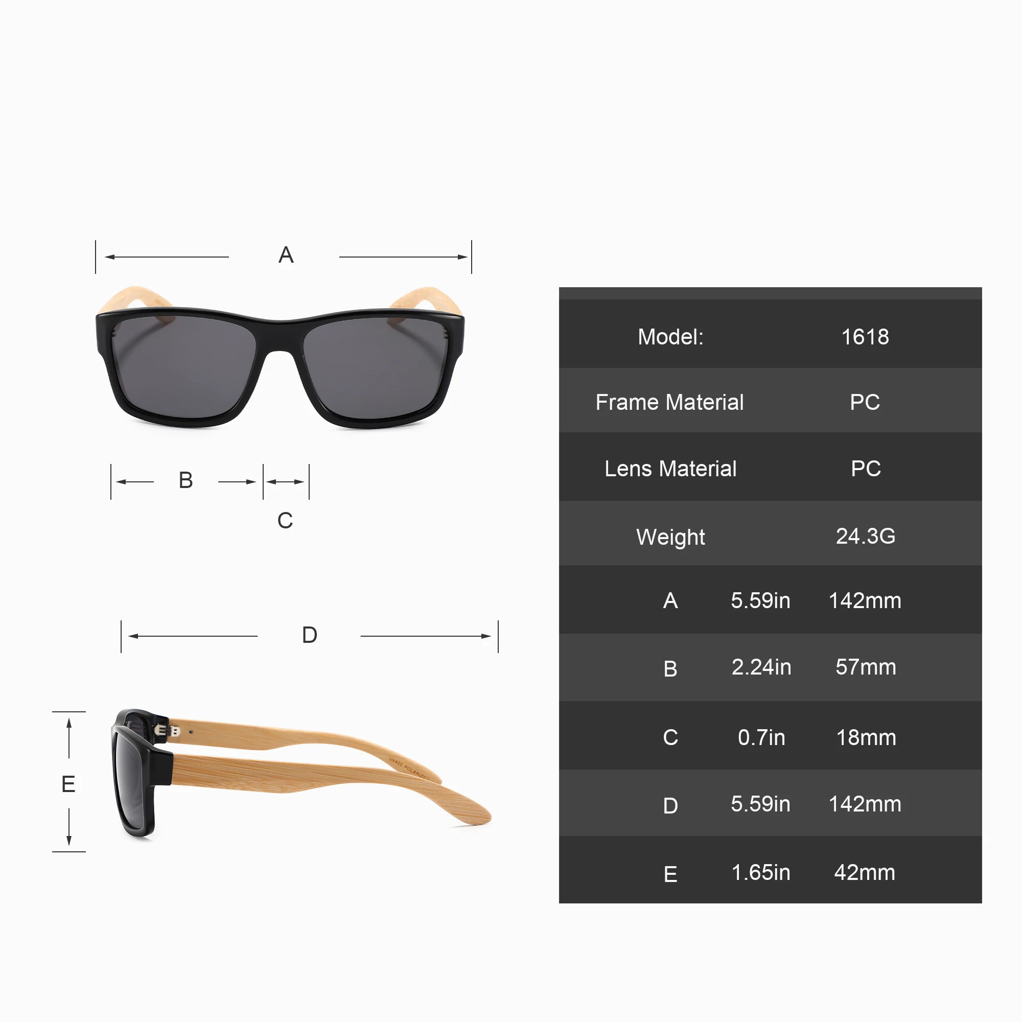 Outdoor Lifestyle Bamboo Sunglasses Polarized UV400 Casual Travel Beach Sunglasses Men Unisex Lightweight thumbnail 6