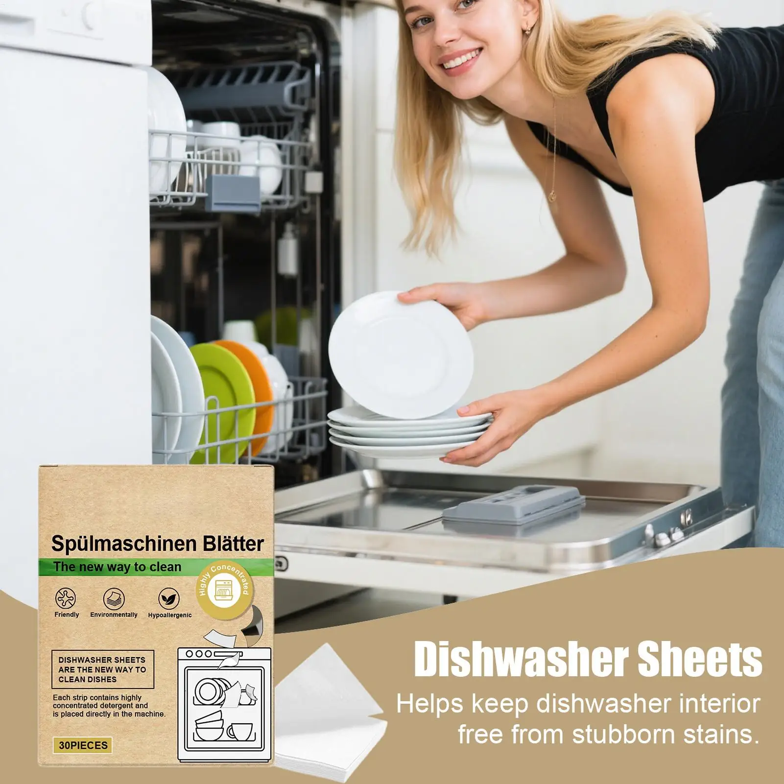 Dishwasher Sheets 30 Pieces Cleaning Strips For Dishes Glasses Utensils Grease Removal Home Kitchen Efficiency Space Saving
