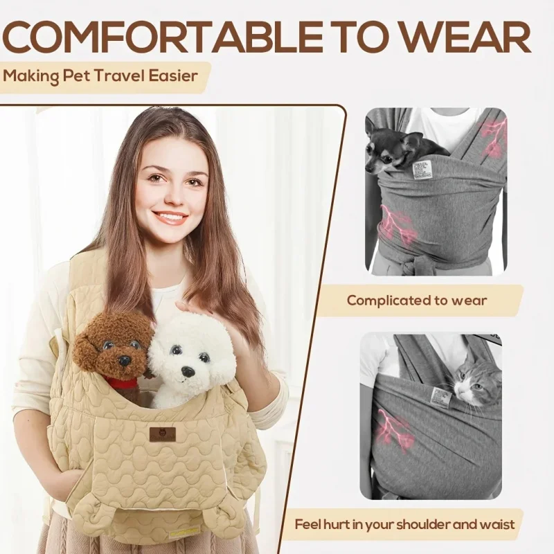 Double Shoulder Pet Carrier Bag Extra Large Capacity Chest Backpack Dog and Cat Outdoor Bag Waterproof and Portable Pet Bag thumbnail 4