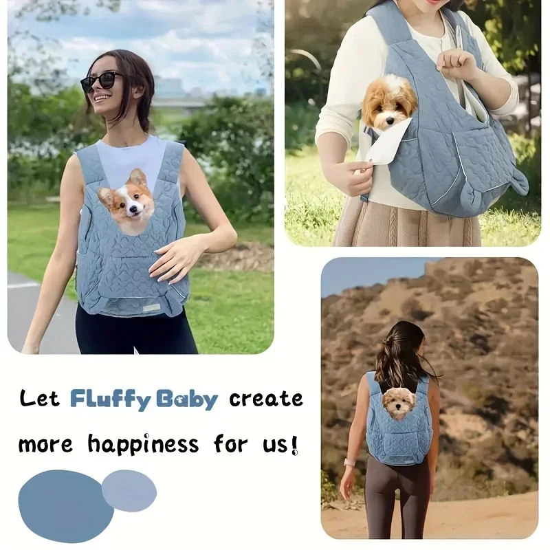 Double Shoulder Pet Carrier Bag Extra Large Capacity Chest Backpack Dog and Cat Outdoor Bag Waterproof and Portable Pet Bag thumbnail 6