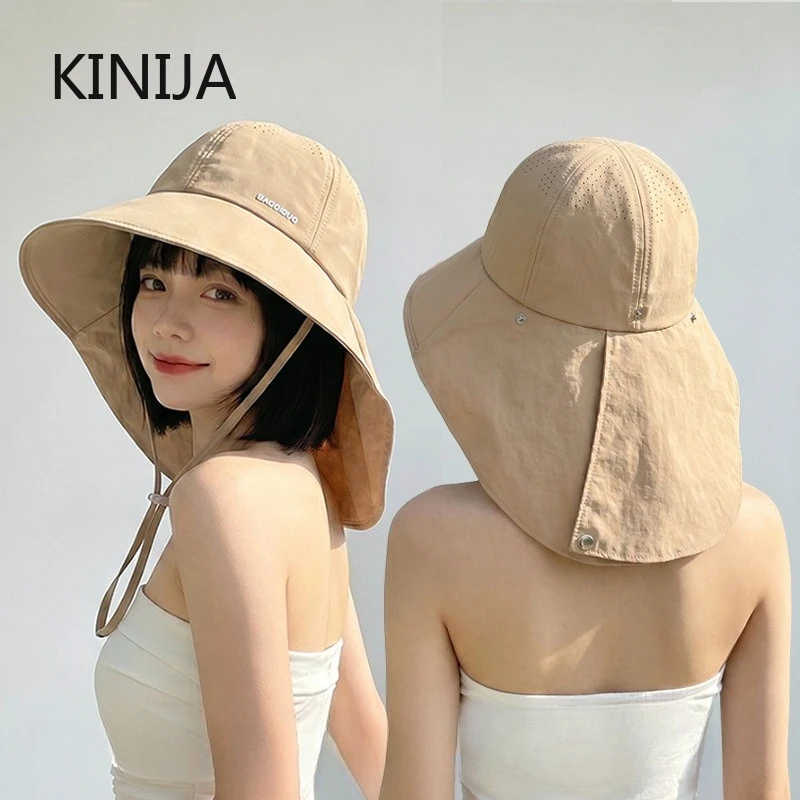 HOT Women's Sun Hat Summer Quick Drying UV Protection Fisherman Cap Wide Brim Bucket Hat with Neck Hiking Cover Sunshade Cap