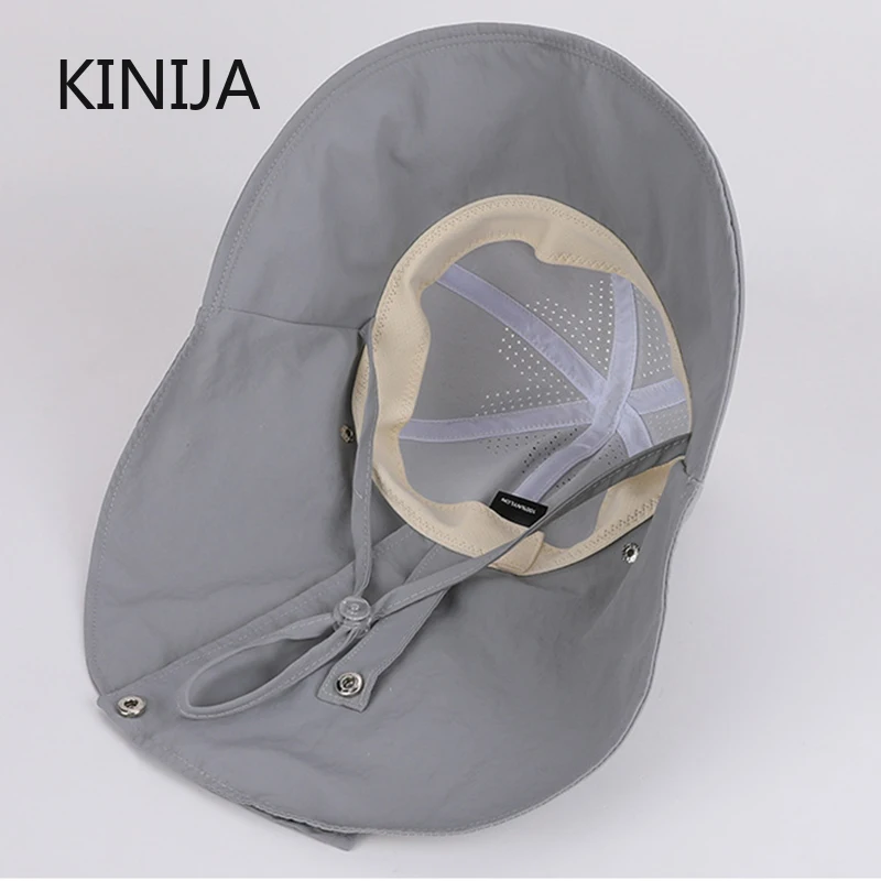 HOT Women's Sun Hat Summer Quick Drying UV Protection Fisherman Cap Wide Brim Bucket Hat with Neck Hiking Cover Sunshade Cap thumbnail 5