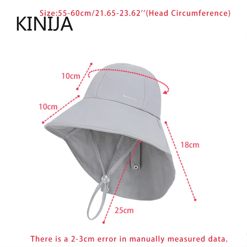 HOT Women's Sun Hat Summer Quick Drying UV Protection Fisherman Cap Wide Brim Bucket Hat with Neck Hiking Cover Sunshade Cap thumbnail 6