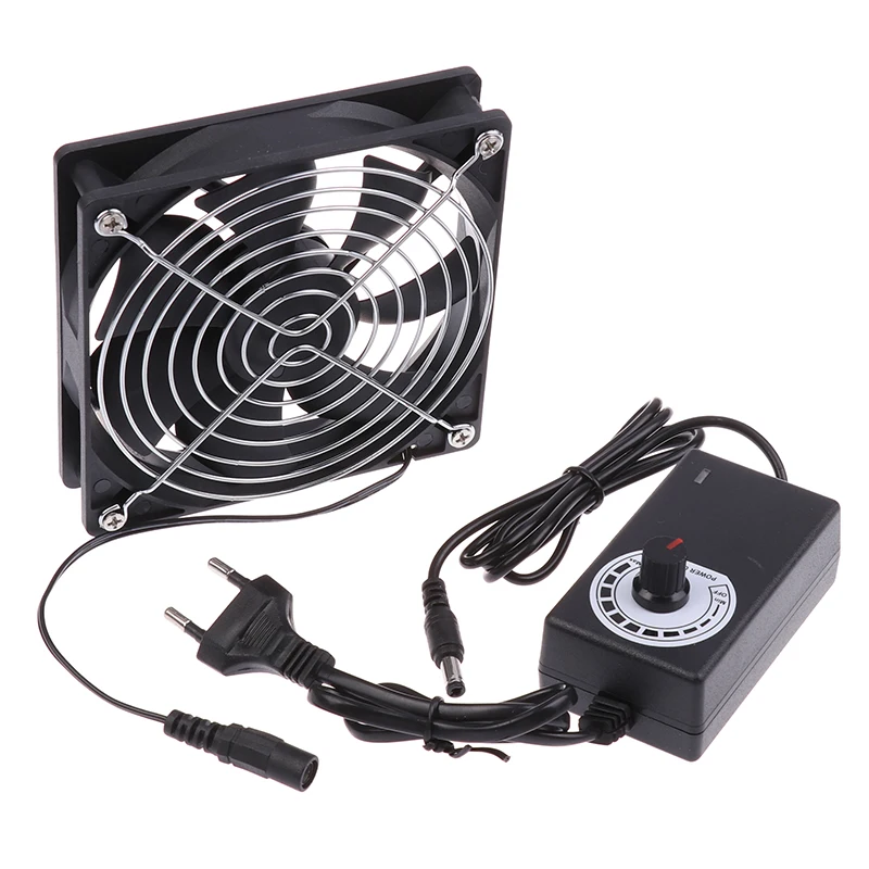 12CM 2700RPM Fan Cooling With Controller + 2 Metal Mesh Covers 12V BTC Machine Chassis Workstation Cabinet Radiator Server Fan thumbnail 6