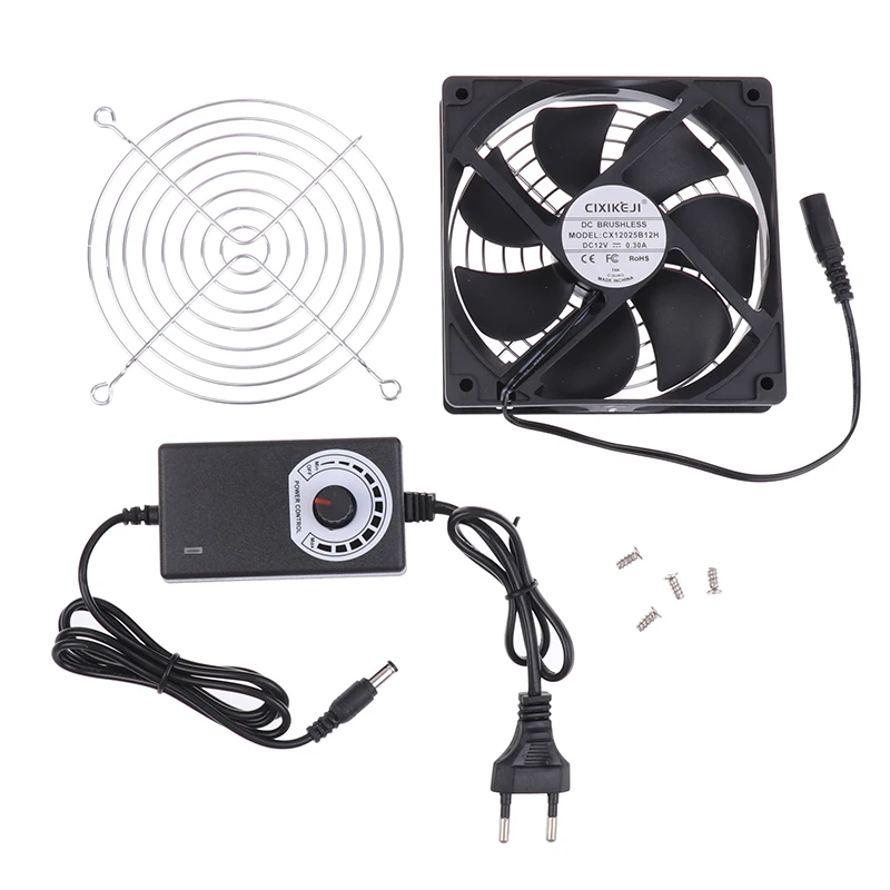 12CM 2700RPM Fan Cooling With Controller + 2 Metal Mesh Covers 12V BTC Machine Chassis Workstation Cabinet Radiator Server Fan thumbnail 4