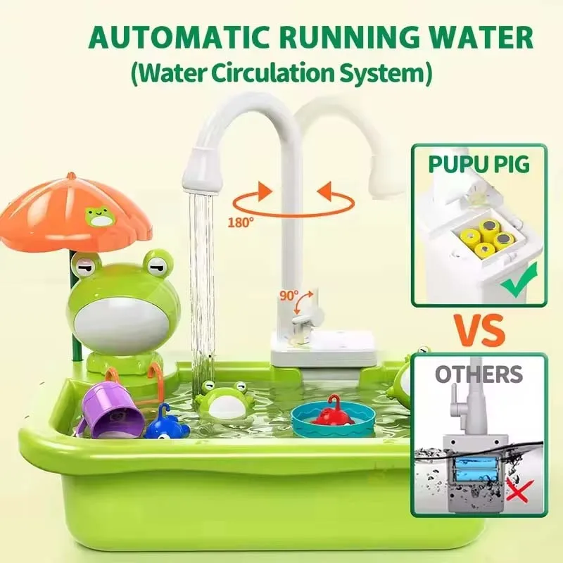 New Kids Kitchen Sink Electric Dishwasher With Running Toy Water Pretend Play Food Fishing Toys Role Play Kids Birthday Gifts thumbnail 6