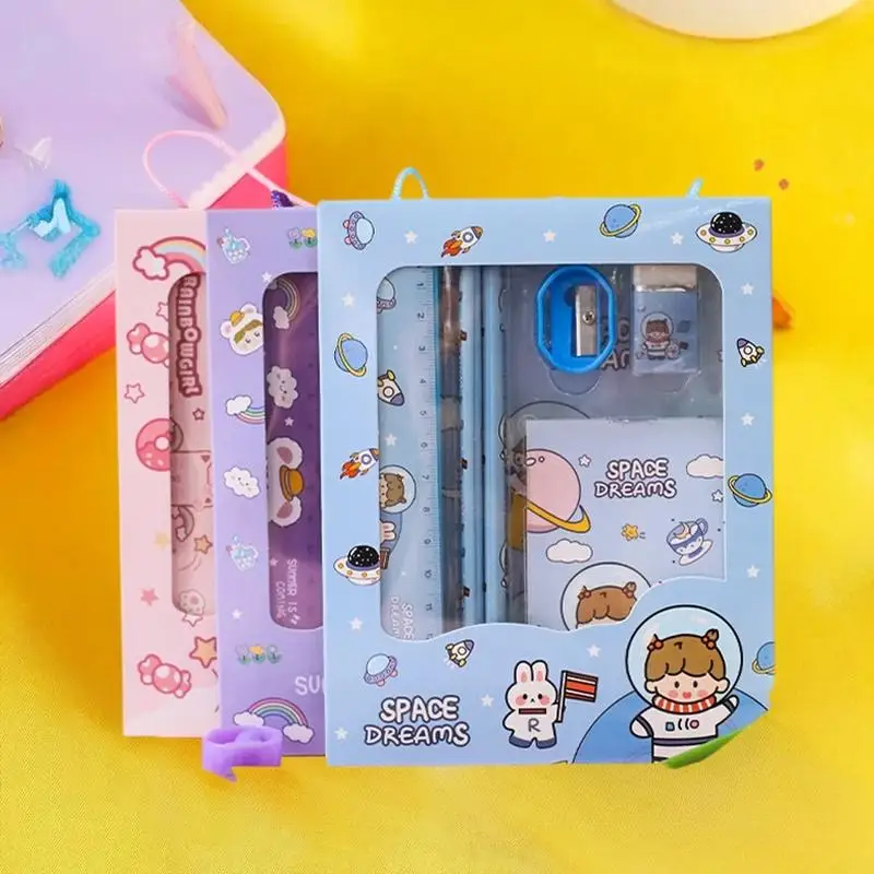 Cartoon Rabbit Stationery Set Pencil Ruler Eraser Sharpener Kids Student School Office Kindergarten Gift thumbnail 4