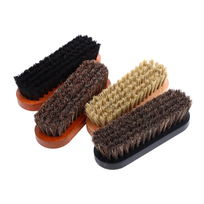 1PC Durable Horse Hair Shoe Brush Wooden Handle for Leather Shoes Professional Cleaning Care Long Lasting Polish for All Shoes thumbnail 6