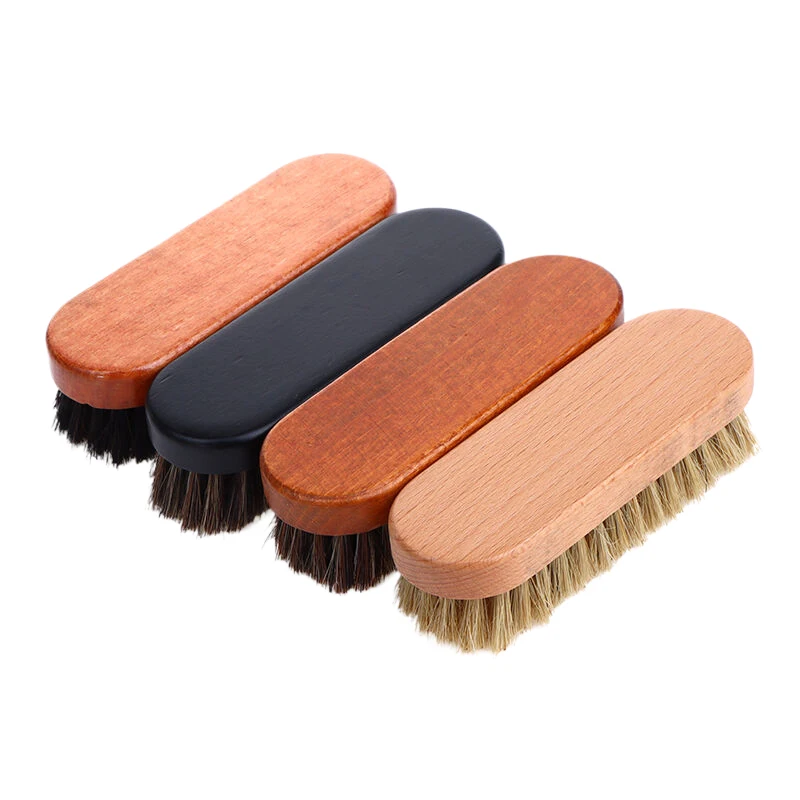 1PC Durable Horse Hair Shoe Brush Wooden Handle for Leather Shoes Professional Cleaning Care Long Lasting Polish for All Shoes thumbnail 4