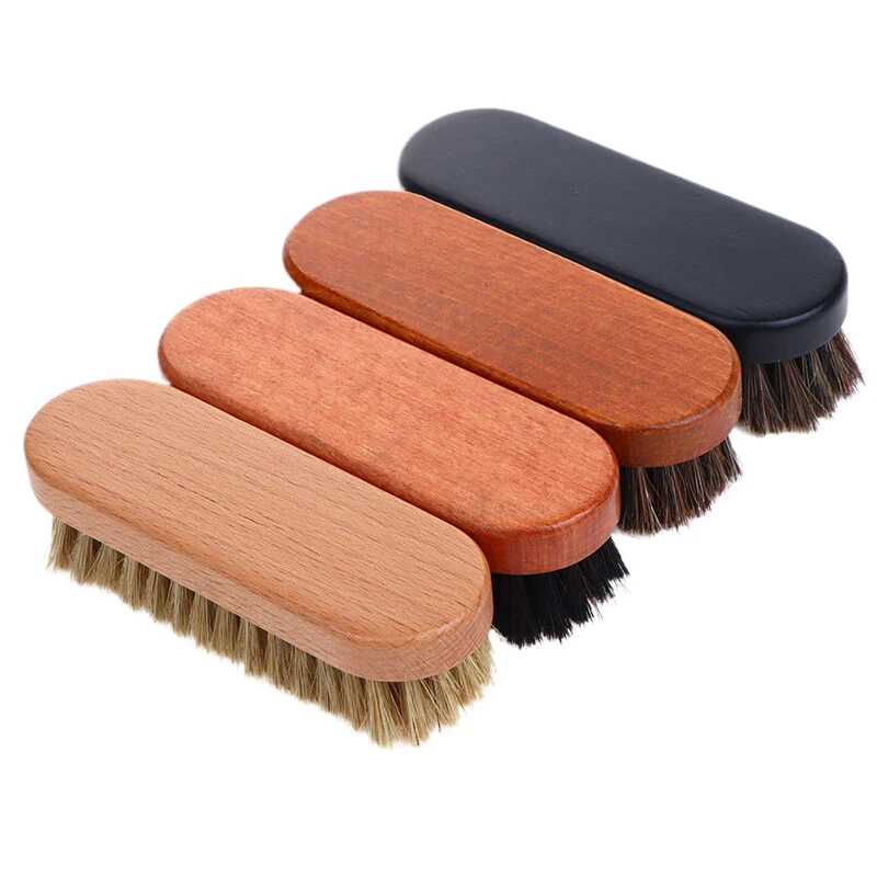 1PC Durable Horse Hair Shoe Brush Wooden Handle for Leather Shoes Professional Cleaning Care Long Lasting Polish for All Shoes thumbnail 5