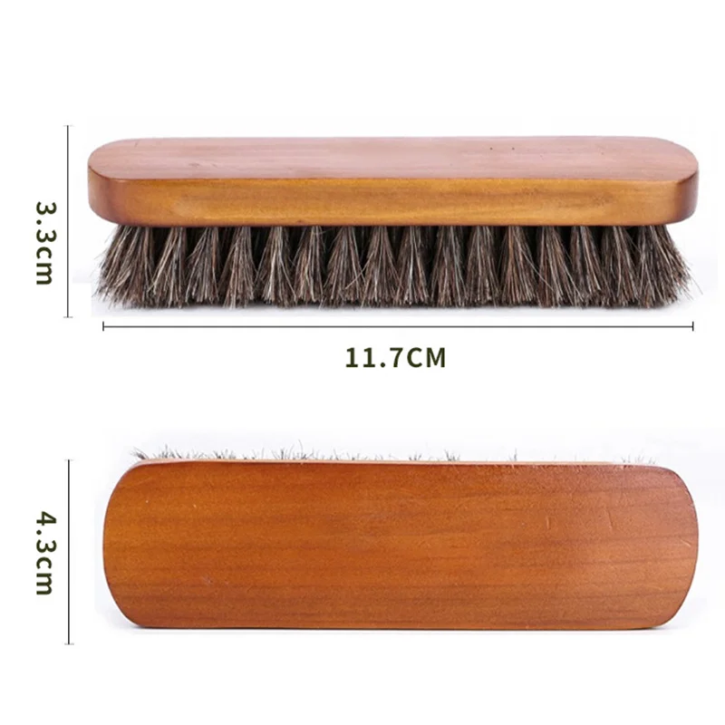 1PC Durable Horse Hair Shoe Brush Wooden Handle for Leather Shoes Professional Cleaning Care Long Lasting Polish for All Shoes