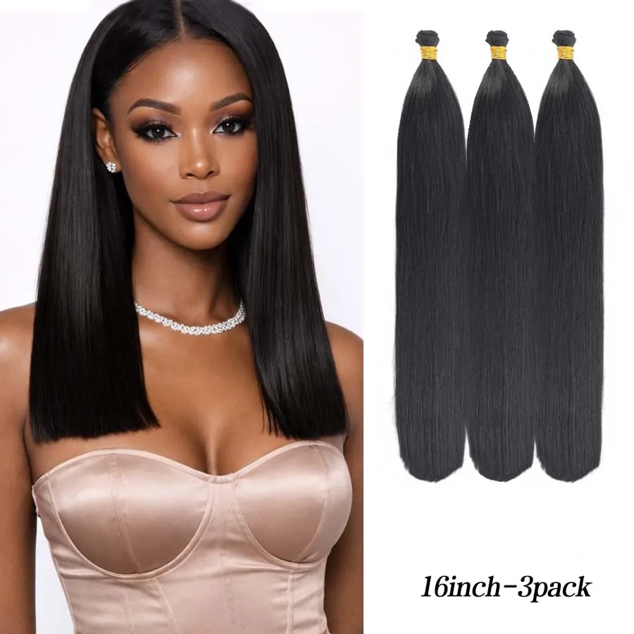 Straight Hair Bundles 1Pack/3pack Synthetic Hair Weave for Women Straight Bundles silky straight/yaki straight Silky Soft Natura