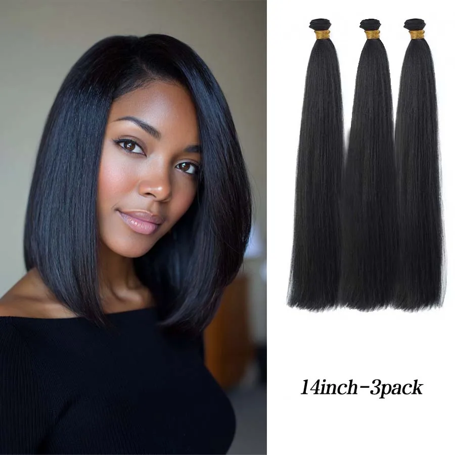 Straight Hair Bundles 1Pack/3pack Synthetic Hair Weave for Women Straight Bundles silky straight/yaki straight Silky Soft Natura thumbnail 4
