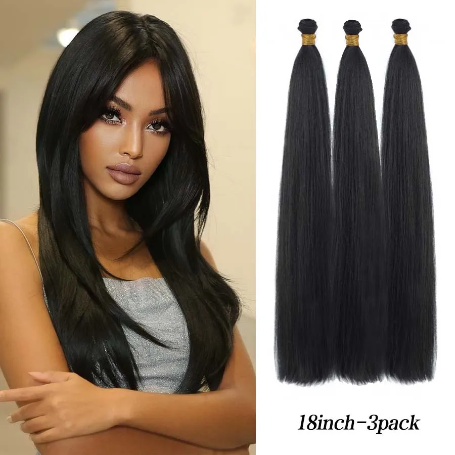 Straight Hair Bundles 1Pack/3pack Synthetic Hair Weave for Women Straight Bundles silky straight/yaki straight Silky Soft Natura thumbnail 5