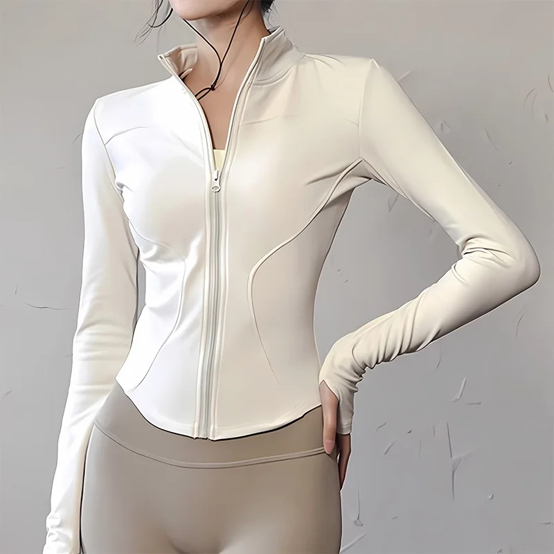 Women's Slim Beautiful Yoga Suit Spring Autumn Quick Dry Long Sleeve Sports Jacket Waist Cinching Outdoor Running Fitness Workou thumbnail 4