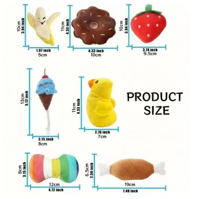 A 7-piece set of puppy sound toys, loose plush pet chewing, plush fruit snacks and vegetable puppy toys, suitable for pet play thumbnail 6