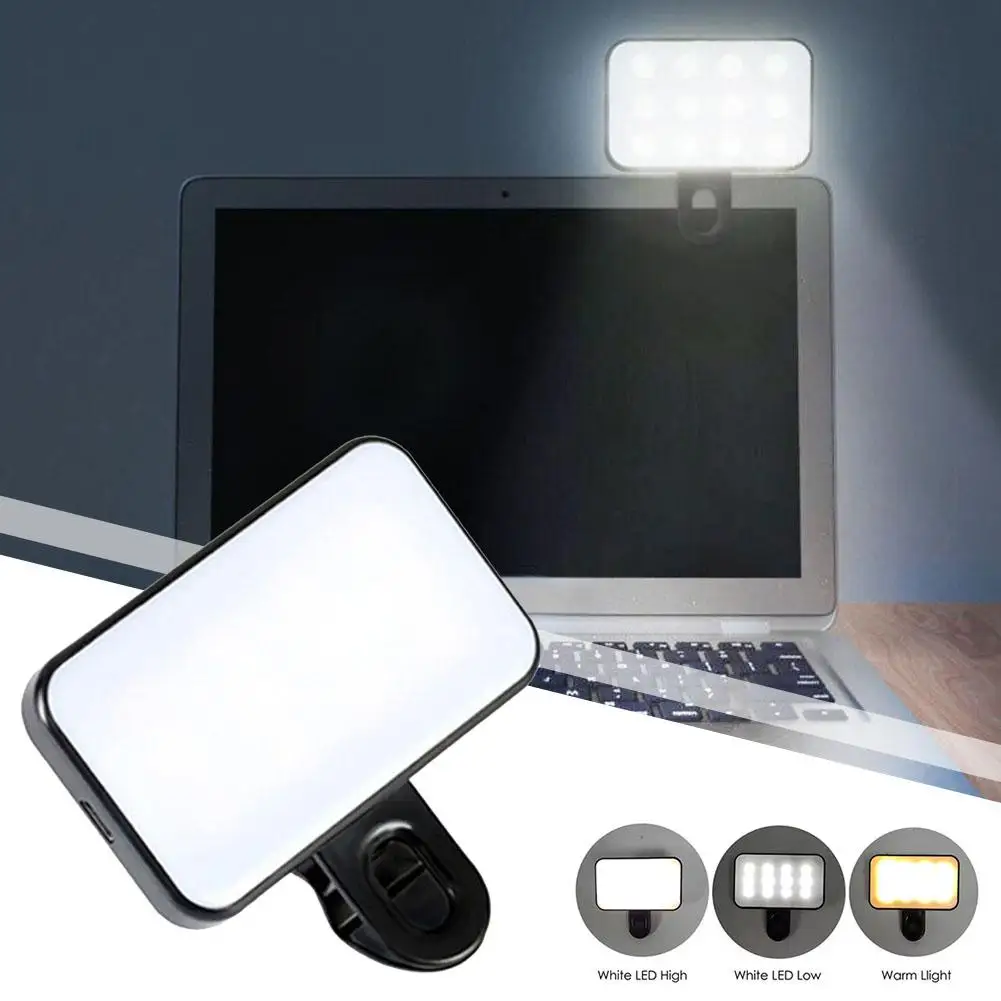 Portable Clip-On LED Fill Light - 3 Brightness Levels, Rechargeable Selfie & Video Conference Light for Phones & Laptops thumbnail 2
