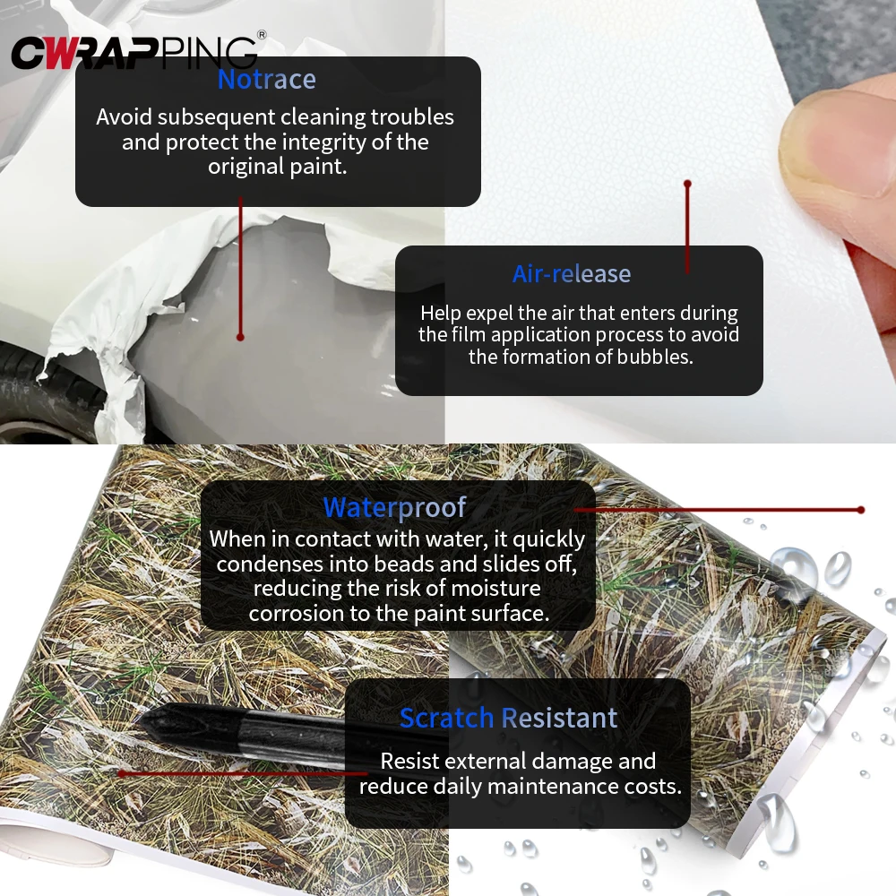 Film Wrapping Foil Self-adhesive Car Wrap Film Waterproof Stickers for Car Styling and Trim Leaf Camouflage Anti-Scratch Vinyl thumbnail 2