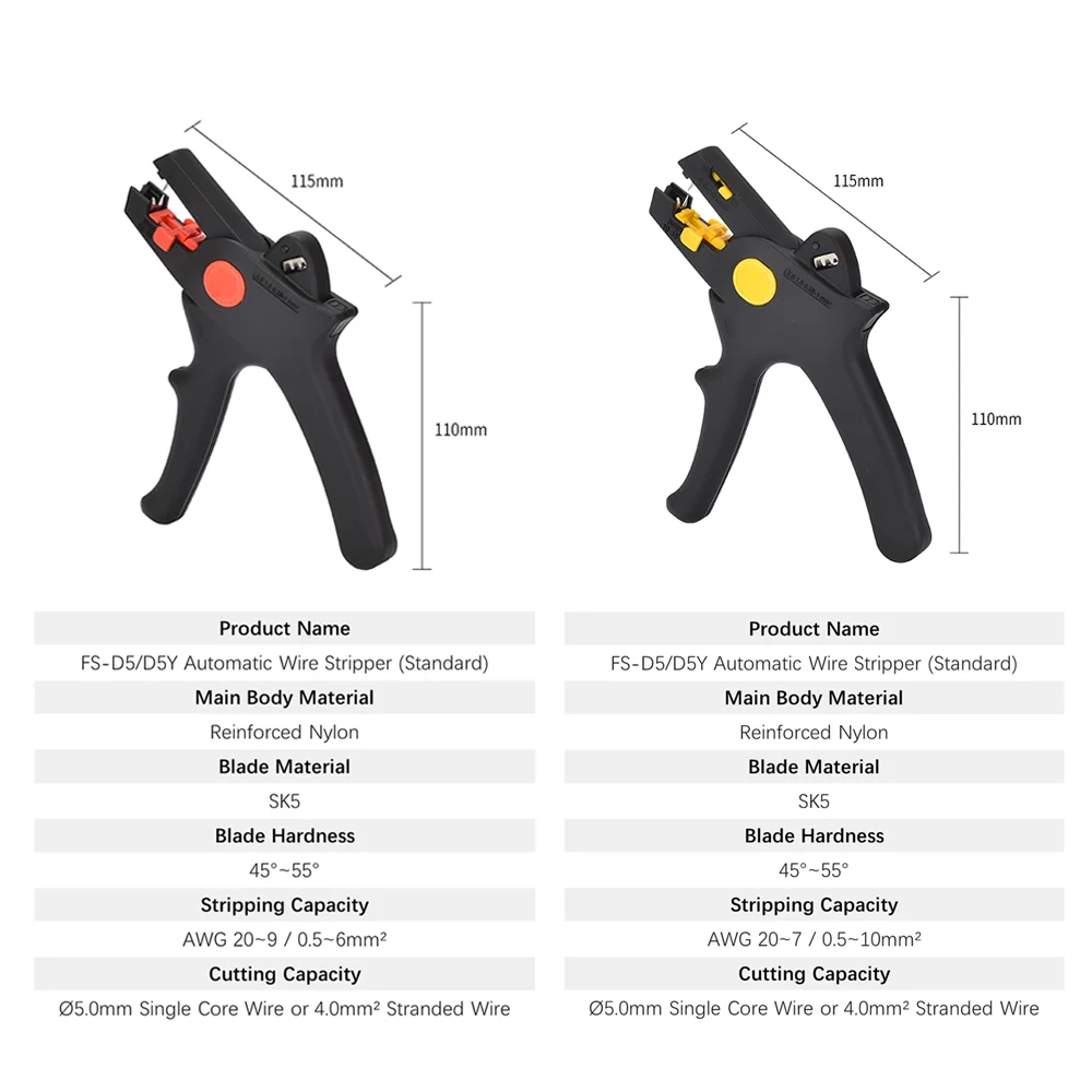 FS-D5 Series Automatic Crimping Wire Stripper Pliers Electrician Tool Cable Peeling Cutter Hand Tool thumbnail 6