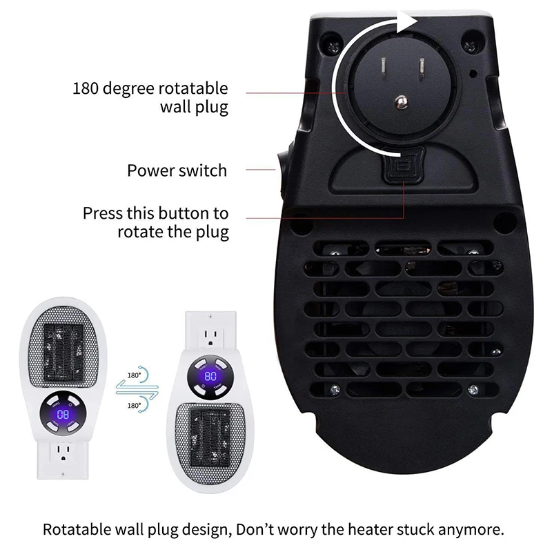 Plug In Portable Electric Heater Mini Radiator Wall Room Heater Remote Control Home Appliance Hand Warmer Machine 500W thumbnail 5
