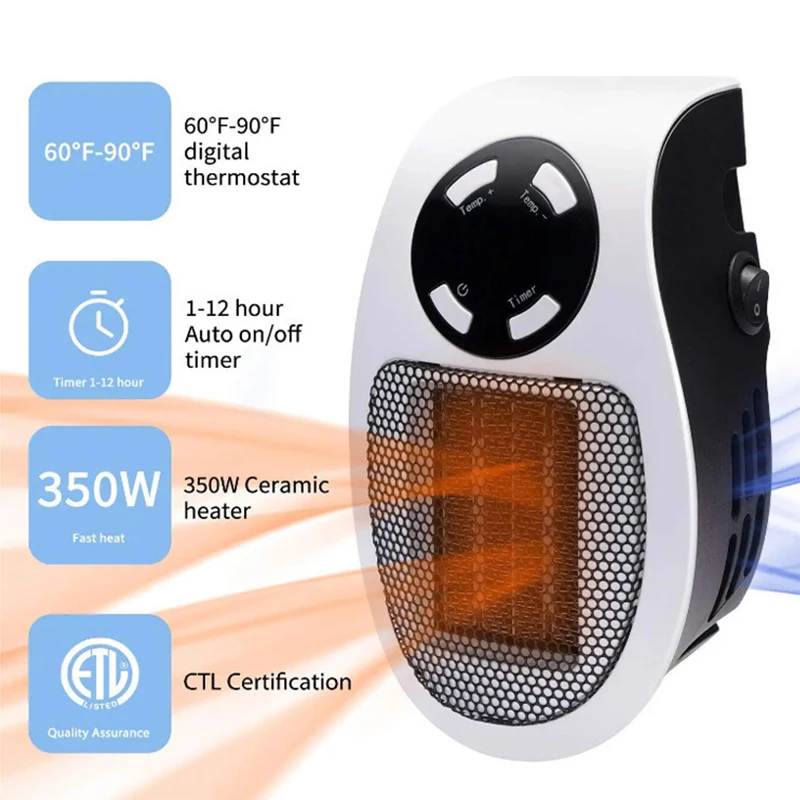 Plug In Portable Electric Heater Mini Radiator Wall Room Heater Remote Control Home Appliance Hand Warmer Machine 500W thumbnail 4