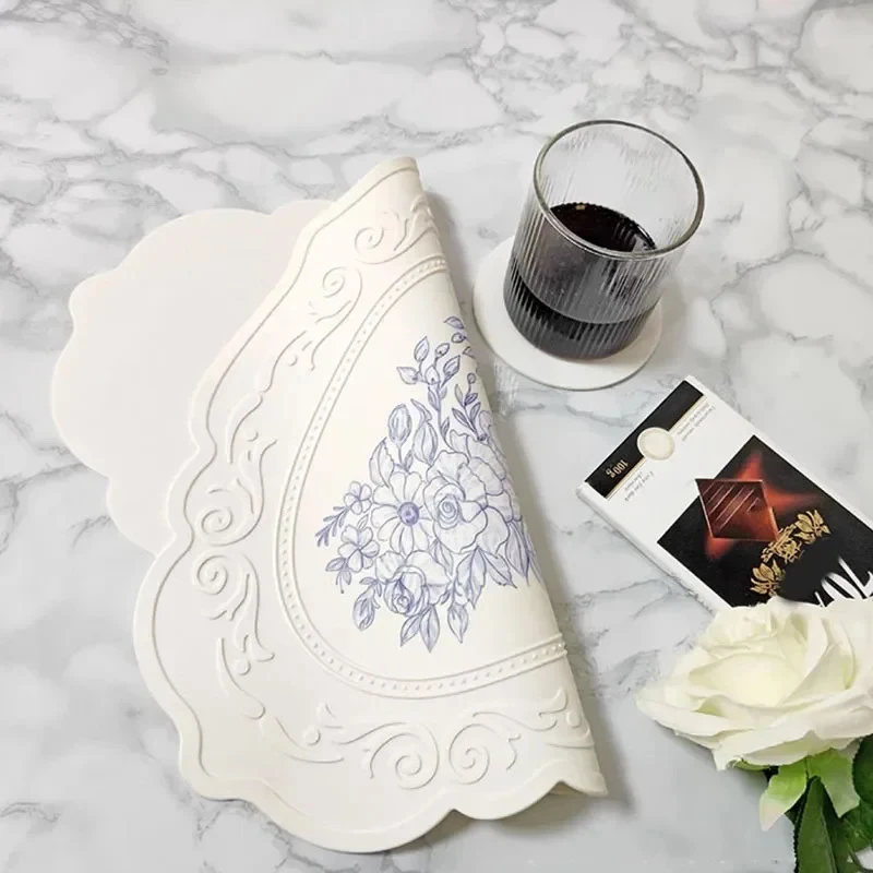 Silicone Carved Dining Mat Retro Pattern Table Mat Floral Placemat For Dining Table Kitchen Coffee Pad Tableware Mats Waterproof thumbnail 6