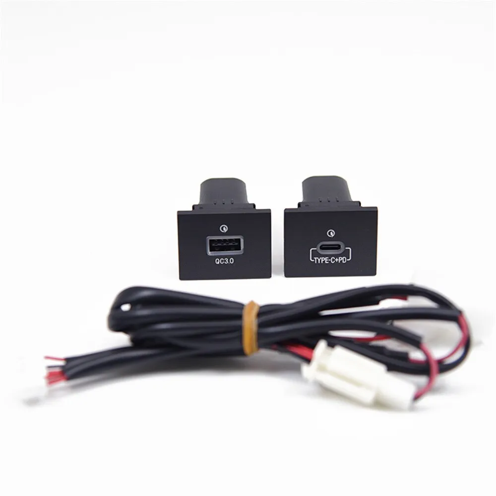 Car  USB-A QC3.0 USB-C PD Dual Port Charger Socket Panel Phone Charger Modification Accessory for Ford Focus MK2 2009-2011
