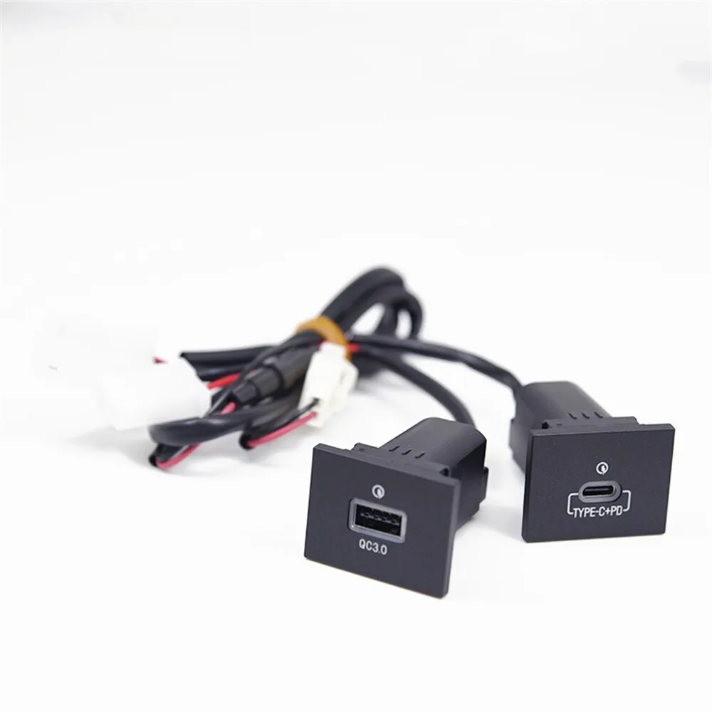 Car  USB-A QC3.0 USB-C PD Dual Port Charger Socket Panel Phone Charger Modification Accessory for Ford Focus MK2 2009-2011 thumbnail 5
