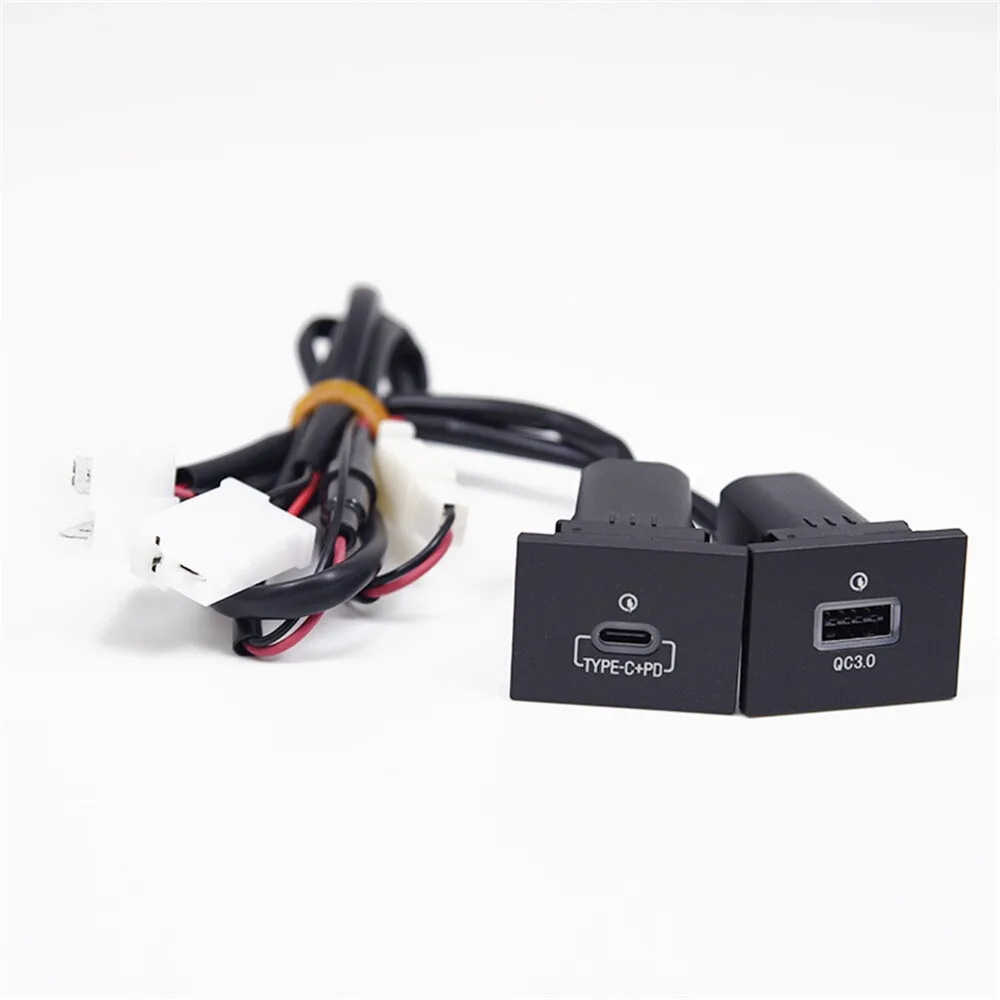Car  USB-A QC3.0 USB-C PD Dual Port Charger Socket Panel Phone Charger Modification Accessory for Ford Focus MK2 2009-2011 thumbnail 2