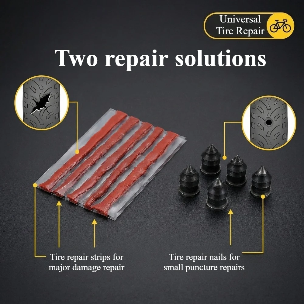Portable Car Tire Puncture Repair Kit T-Handle Tools Glue Strips Universal for Truck Motorcycle RV Roadside Safety thumbnail 4