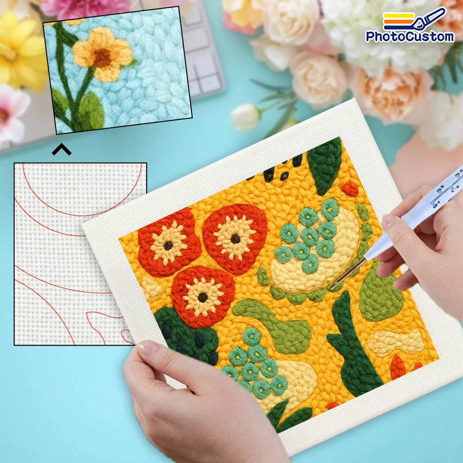 PhotoCustom Framed Elephant Punch Needle Embroidery Handiwork Art Adult Hobbies Animal Punch Needle Kits Adults Wall Decor Embro thumbnail 2