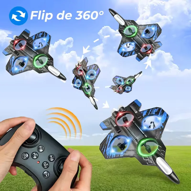 New 2026 YL87 RC Stunt Foam Glider 2.4G Remote Control Aircraft Bright LED Lights EPP Flying Fighter Plane Fun Toy For Kid Gifts thumbnail 2