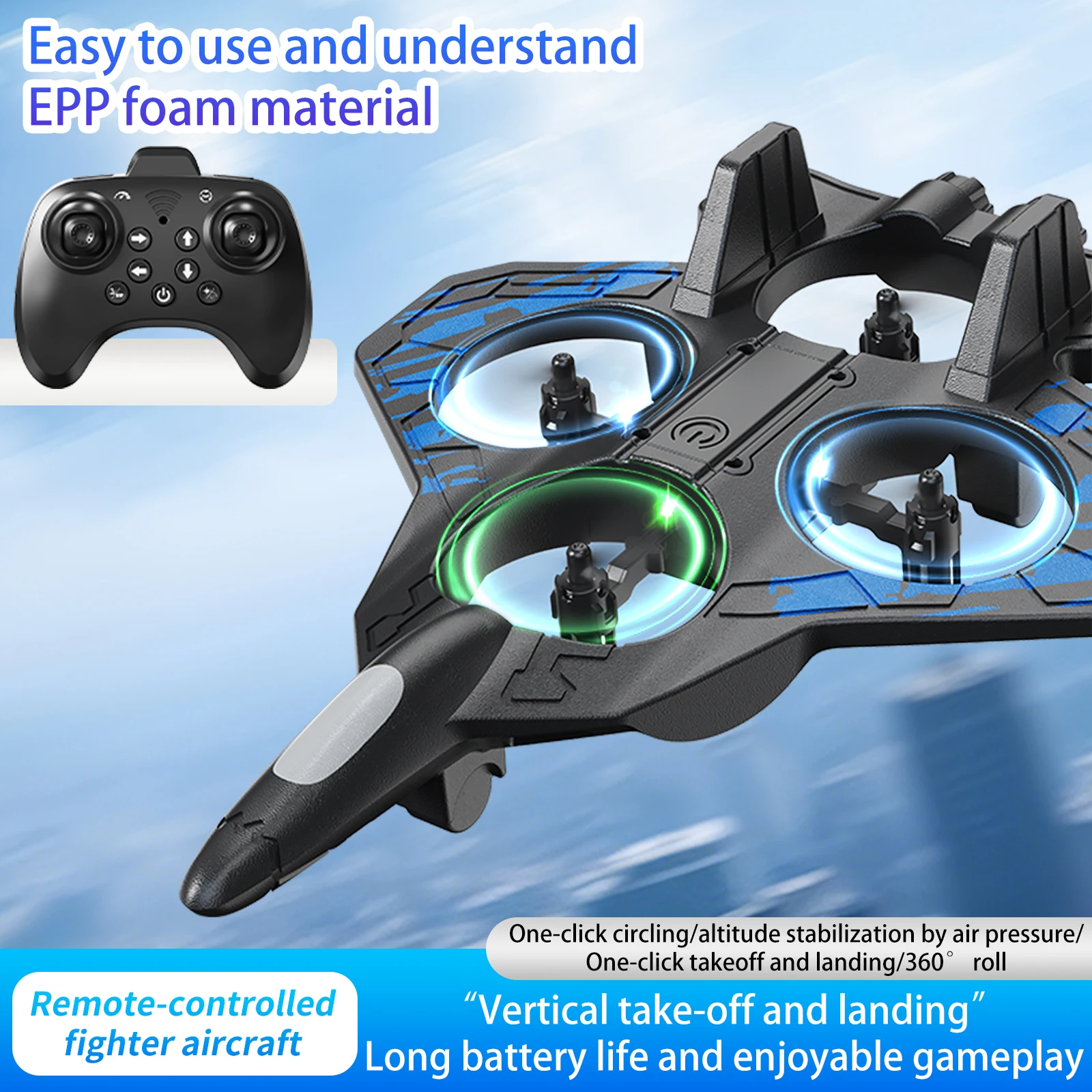 New 2026 YL87 RC Stunt Foam Glider 2.4G Remote Control Aircraft Bright LED Lights EPP Flying Fighter Plane Fun Toy For Kid Gifts thumbnail 3