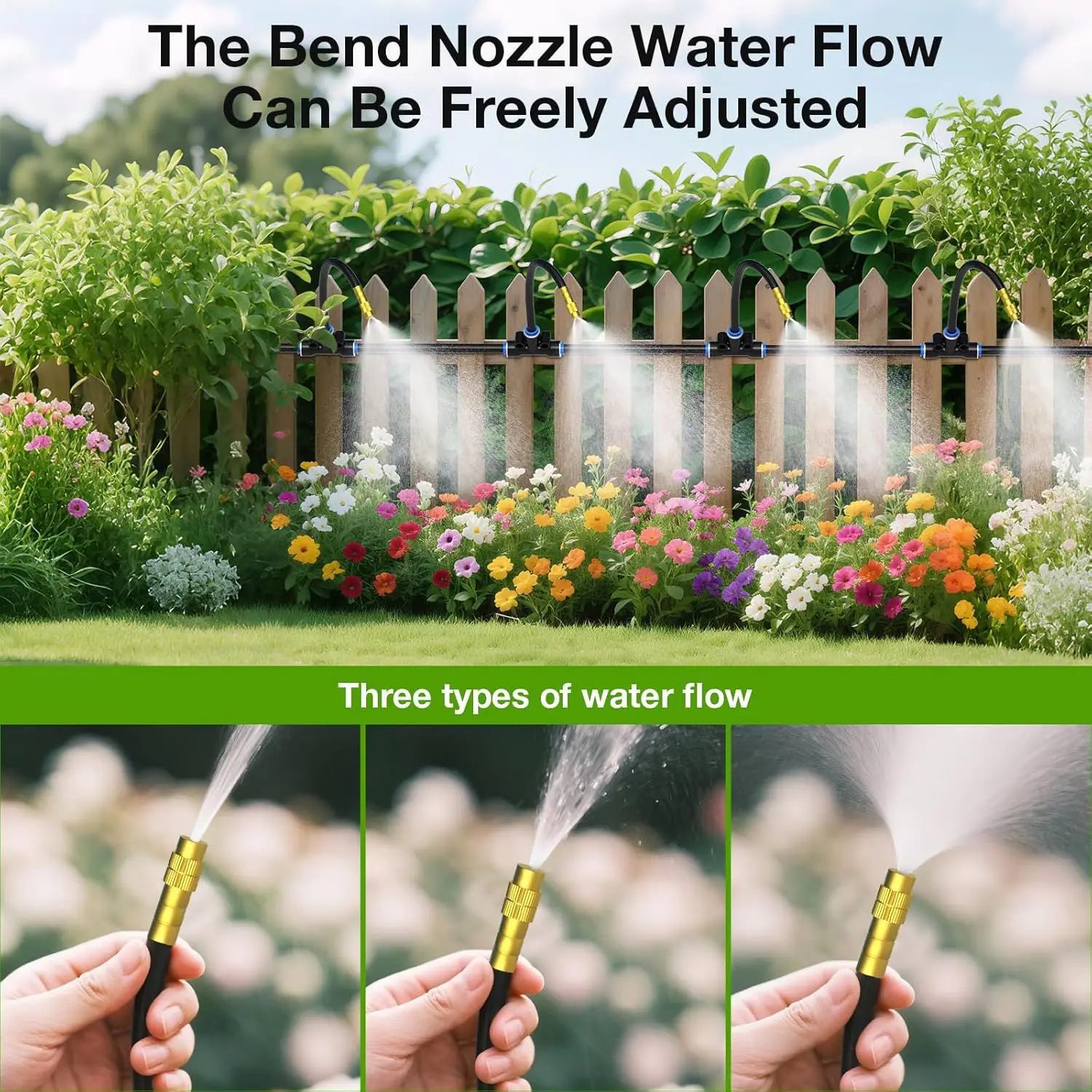 30M60M DIY Free Bending Universal Sprayer Kit 6mm Hose Patio Misting Cooling System for Garden Plant Fogging Watering Irrigation thumbnail 5