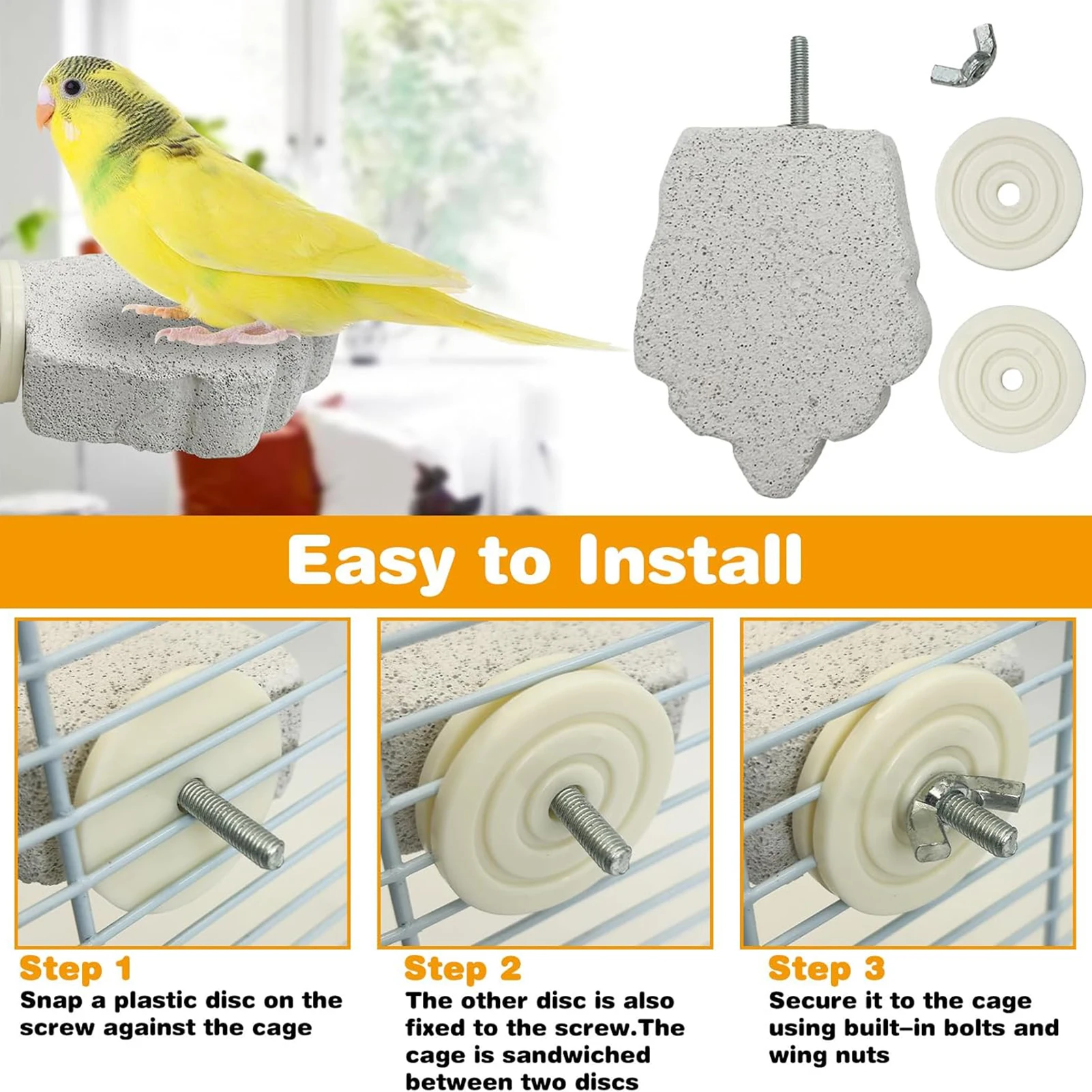 Creative Bird Cage Perch Stand Stone Bird Parrot Beak And Claw Sharpening Stone For Cockatiels Parakeet Small Birds Supplies thumbnail 4