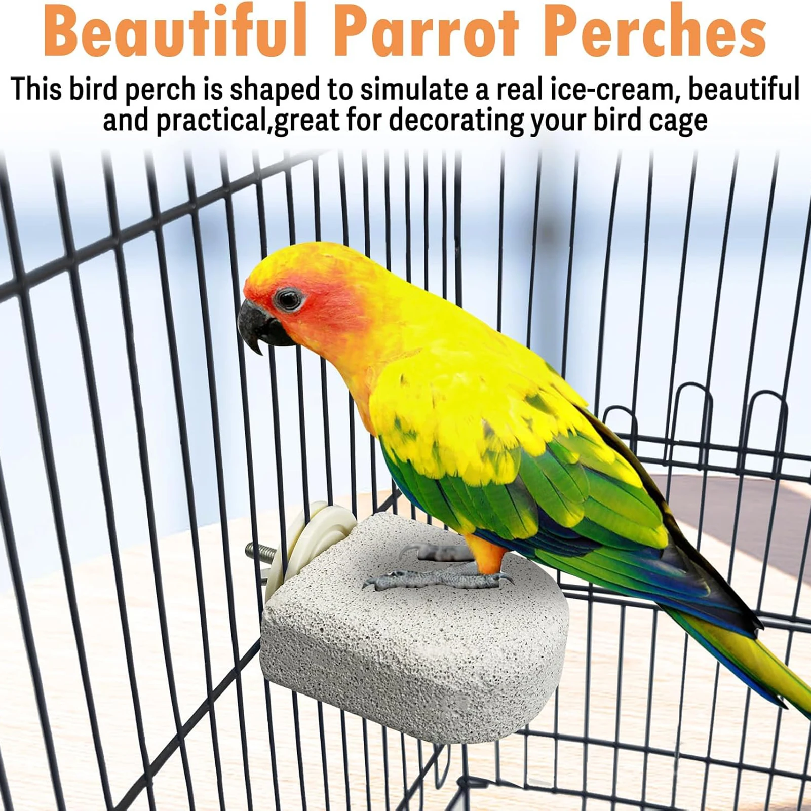 Creative Bird Cage Perch Stand Stone Bird Parrot Beak And Claw Sharpening Stone For Cockatiels Parakeet Small Birds Supplies thumbnail 6