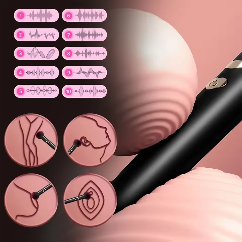 Makeup Brush G Spot Vibrator Sex Toys Powerful Vibrating Vagina Nipple Orgasm Stimulator USB Wireless Charging AV Stick Massager thumbnail 5