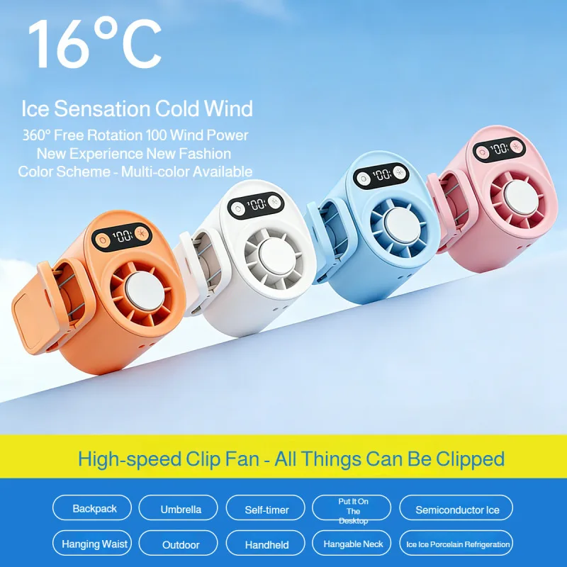Multifunctional Portable Handheld Fan with Clip Umbrella Holder Neck Strap Hat Clip Small Personal Fan for On-the-Go Cooling