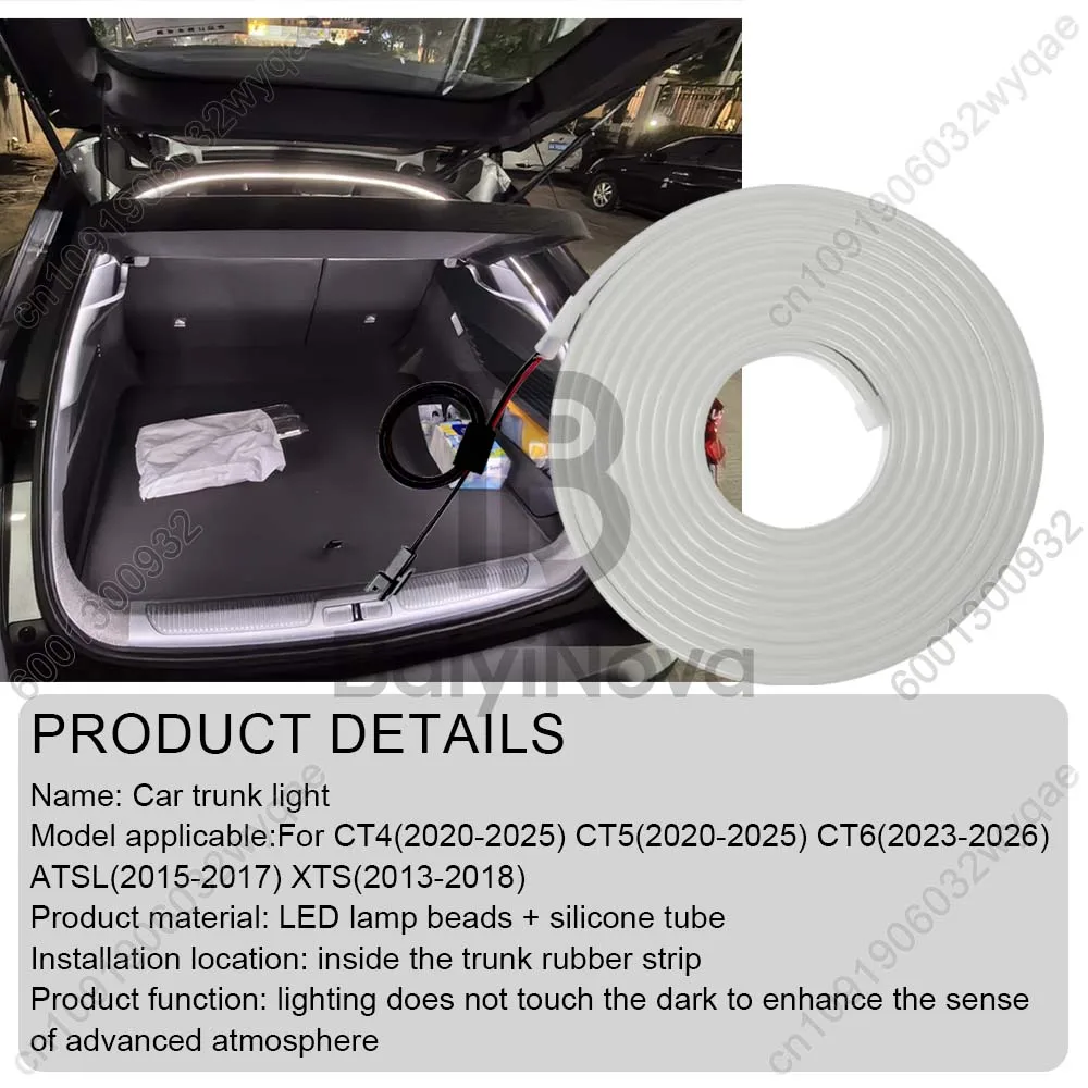 Customized Car trunk light For Cadillac CT4 CT5 CT6 ATSL XTS, Plug & play Tailgate LED atmosphere light, Car decor accessories thumbnail 6