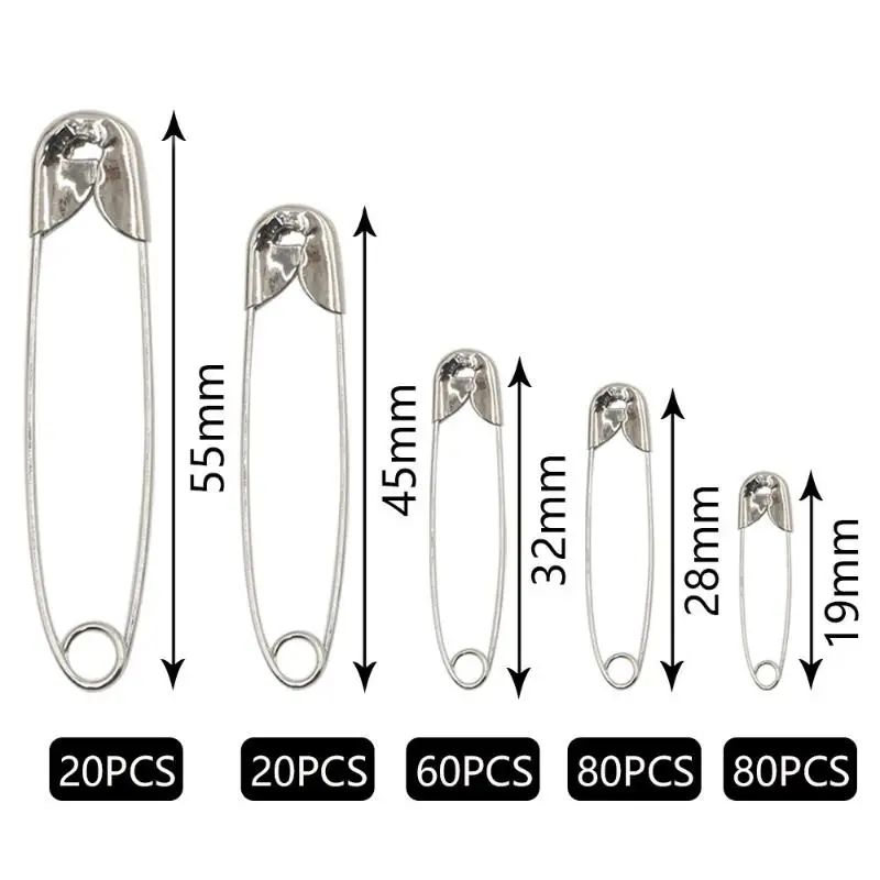 HOT! 260PCS Silver Safety Pins Set Multi Sizes Sharp DIY Sewing Kit For Clothing Repair Craft Projects Emergency Fix Accessories thumbnail 2