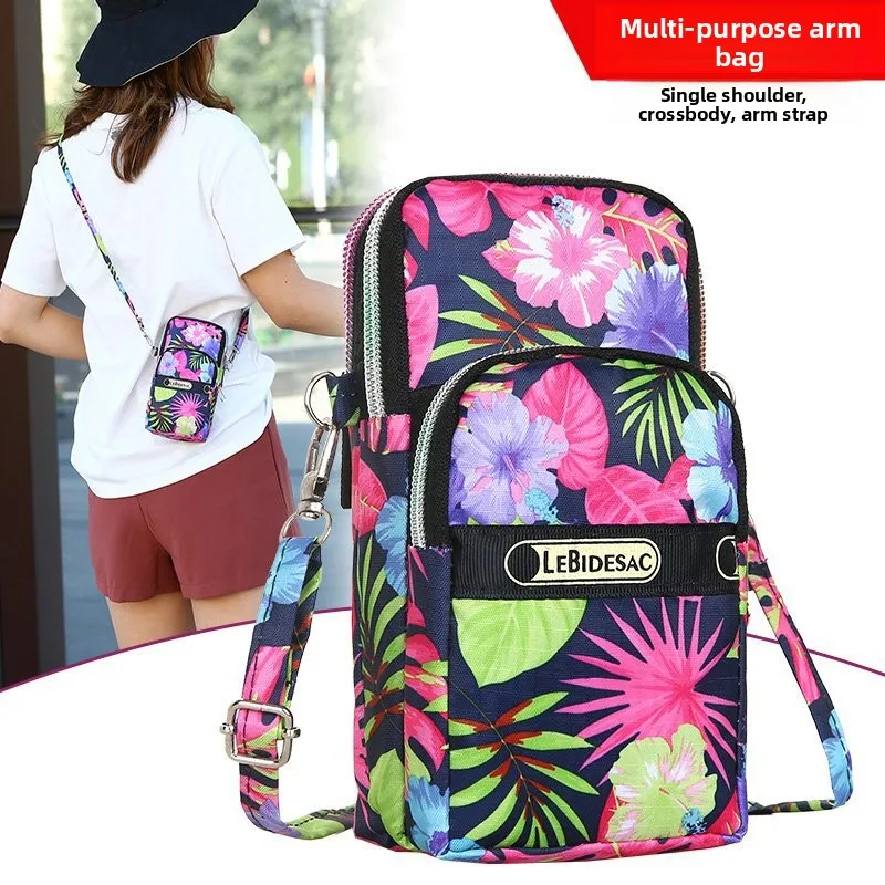 Oxford Fabric Outdoor Sports Women's Wrist Bag Fashionable Printed Zipper Mobile Phone Bag Portable Arm Bag City Simple Style thumbnail 2