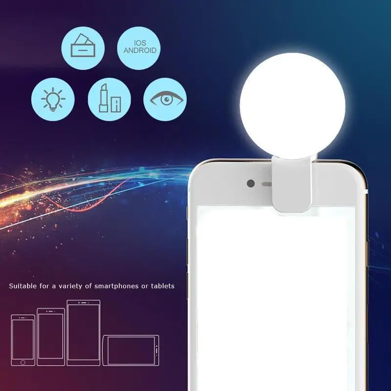 Cute Mini Clip-On Selfie Light - 3 Brightness Levels, Portable LED Fill Light for Mobile Phones, Live Streaming & Vlogging thumbnail 4