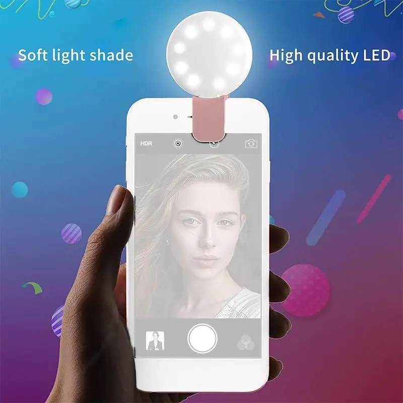 Cute Mini Clip-On Selfie Light - 3 Brightness Levels, Portable LED Fill Light for Mobile Phones, Live Streaming & Vlogging thumbnail 5
