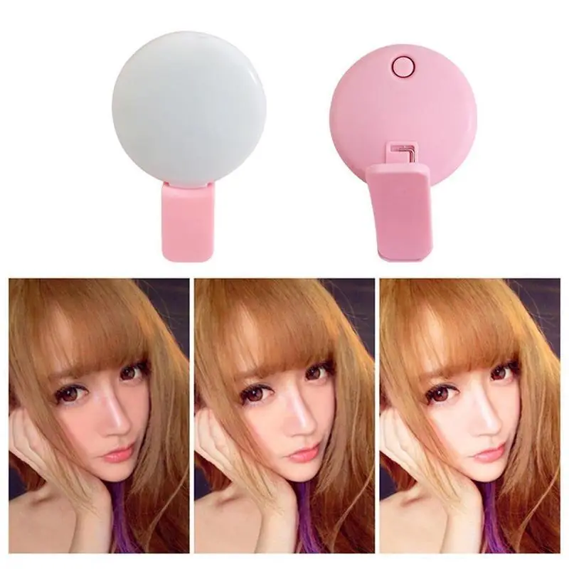 Cute Mini Clip-On Selfie Light - 3 Brightness Levels, Portable LED Fill Light for Mobile Phones, Live Streaming & Vlogging thumbnail 2