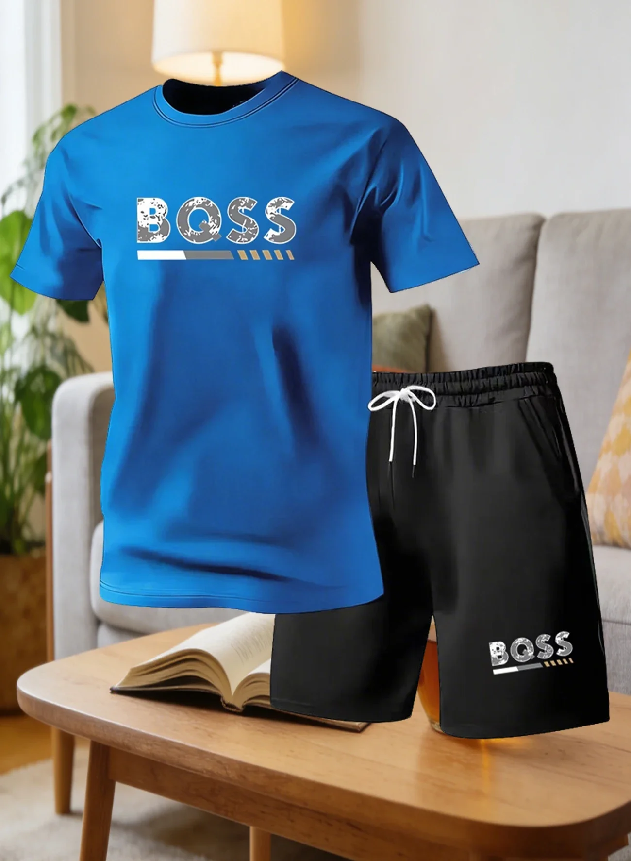 Men's Suit 2pcs Set Fashion Leisure Comfortable Set Men Including T-shirts Shorts Suitable Sports Fitness Activities Summer thumbnail 5