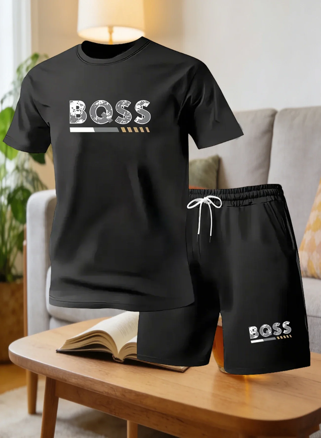 Men's Suit 2pcs Set Fashion Leisure Comfortable Set Men Including T-shirts Shorts Suitable Sports Fitness Activities Summer