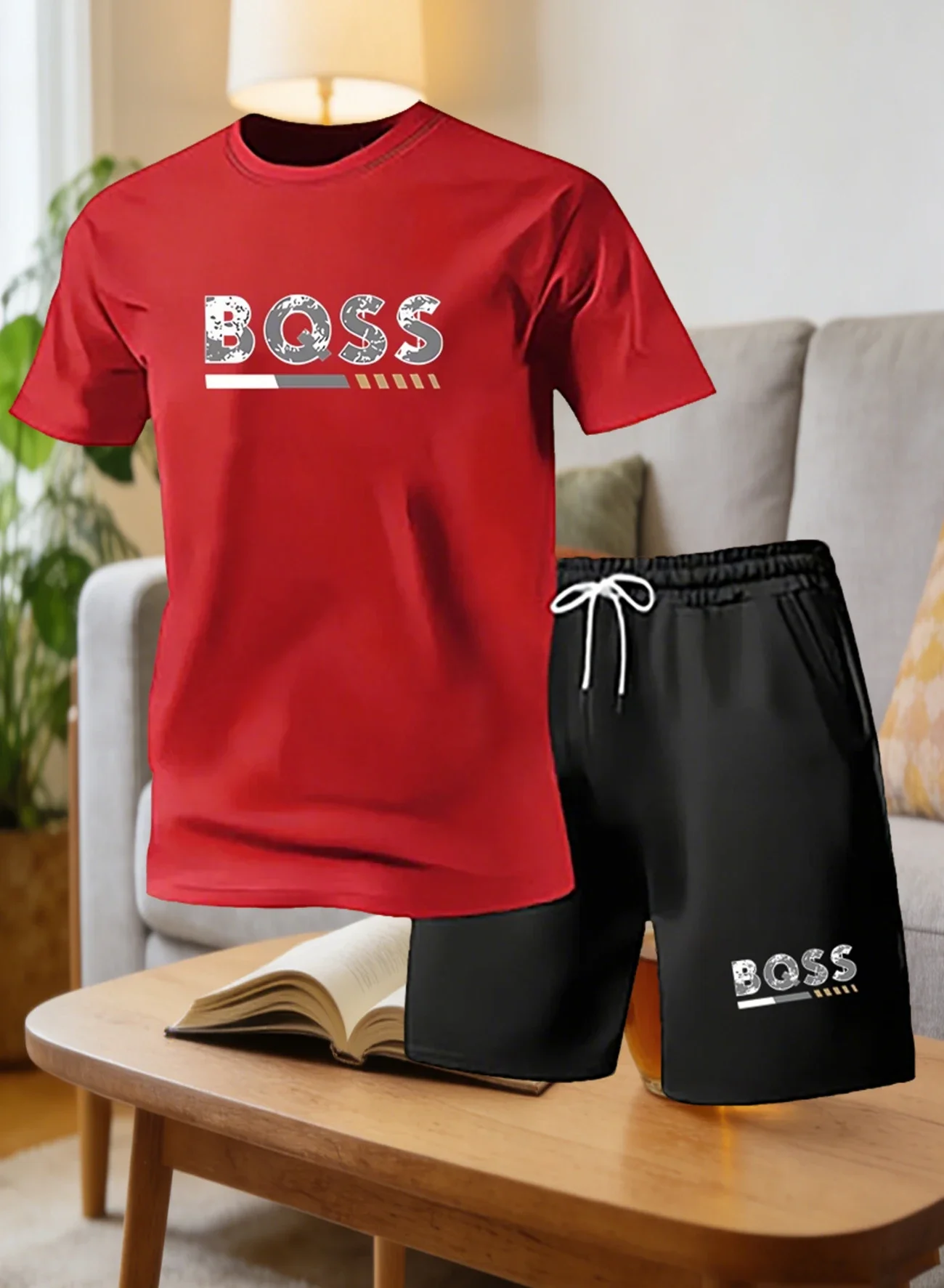 Men's Suit 2pcs Set Fashion Leisure Comfortable Set Men Including T-shirts Shorts Suitable Sports Fitness Activities Summer thumbnail 3