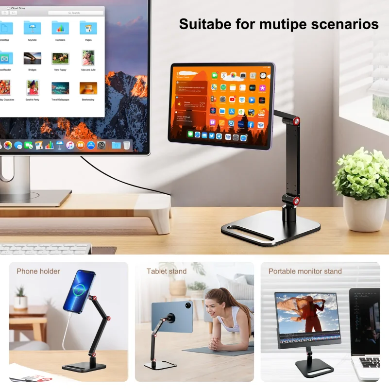4.7-13.3 Inch Devices Magnetic Desktop Stand for Mobile Phone Tablet Monitor 1KG Strong Magnet Multi-Magnetic Effect 360° Rotati thumbnail 5