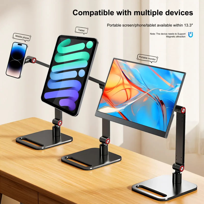4.7-13.3 Inch Devices Magnetic Desktop Stand for Mobile Phone Tablet Monitor 1KG Strong Magnet Multi-Magnetic Effect 360° Rotati thumbnail 2