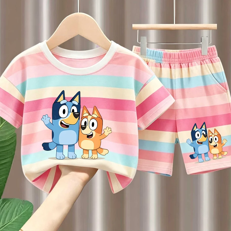 Blueyes Girl Boy Summer T Shirt Set Kid Pink Clothes 2pcs Shorts Kid Tops +Shorts Set Baby Tee Sport Tracksuit Summer Outfits thumbnail 5